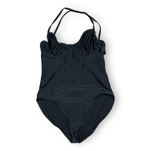 Old Navy‎ Bandeau-Style Halter Ruffle Trim Swimsuit Black Medium - Picture 2 of 9